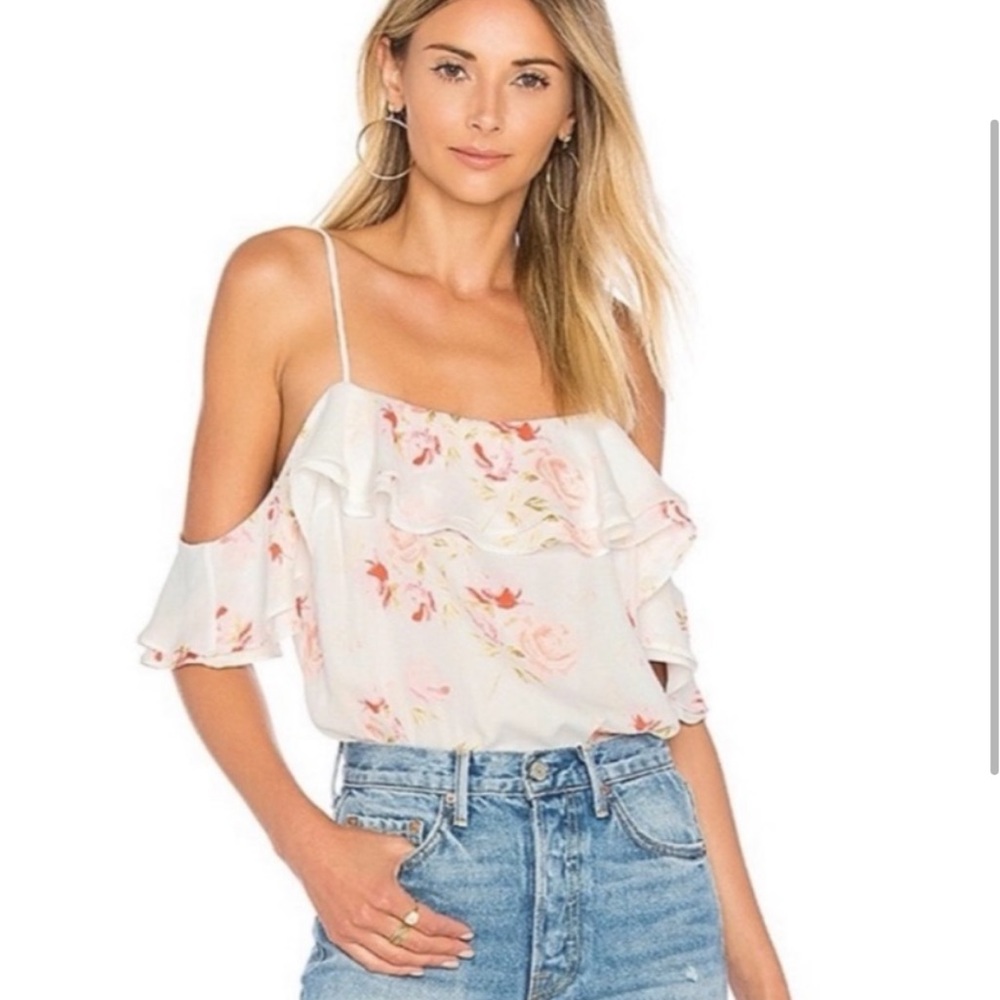 NWT L'Academie Off Shoulder Floral Print Bodysuit